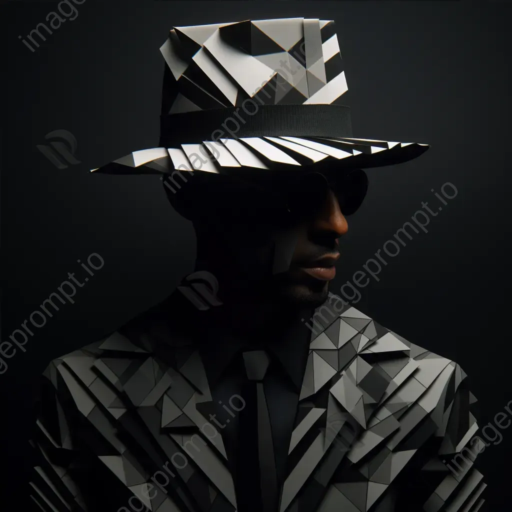 Low poly, wide brim fedora hat featuring art deco patterns - Image 4