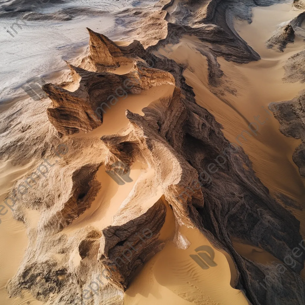 Aerial view of unique wind-carved desert rock formations - Image 3