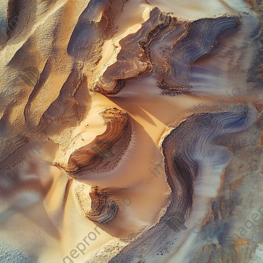 Aerial view of unique wind-carved desert rock formations - Image 4