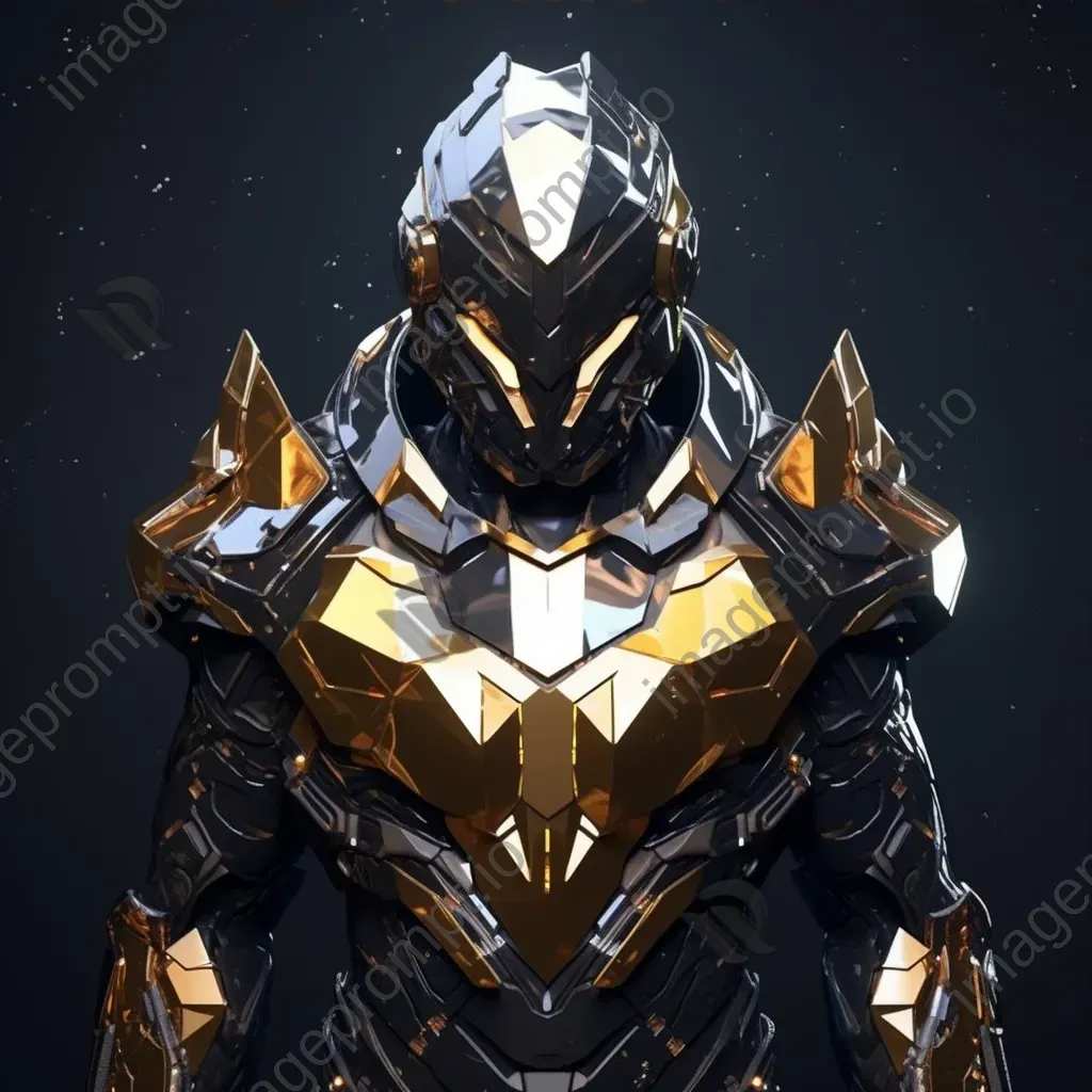 Futuristic low poly space suit with reflective metallic textures and celestial motifs - Image 3