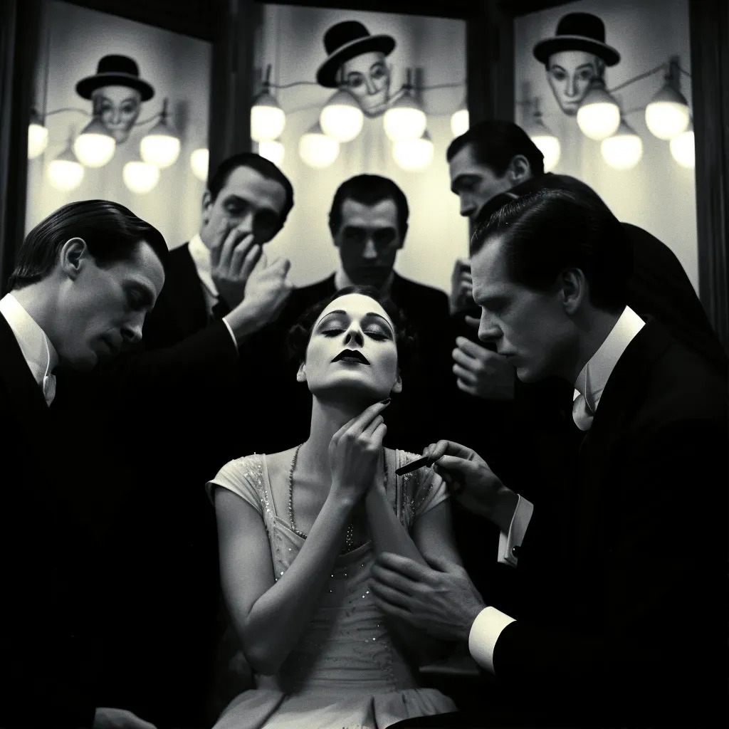 Expressive actors in a silent film scene of love and tragedy - Image 1