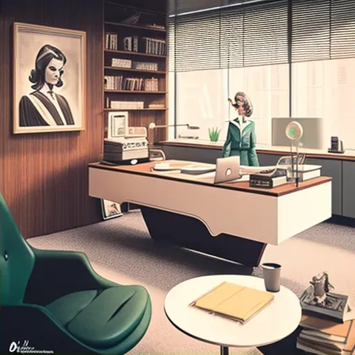 Image of a chic 1960s office with mid-century modern furniture and typewriters - Image 2