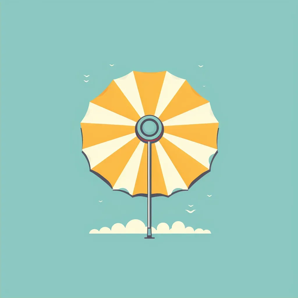 Vintage beach umbrella logo in turquoise and yellow colors against a light background - Image 2