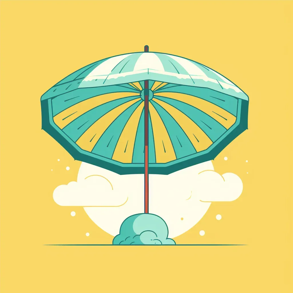 Vintage beach umbrella logo in turquoise and yellow colors against a light background - Image 4