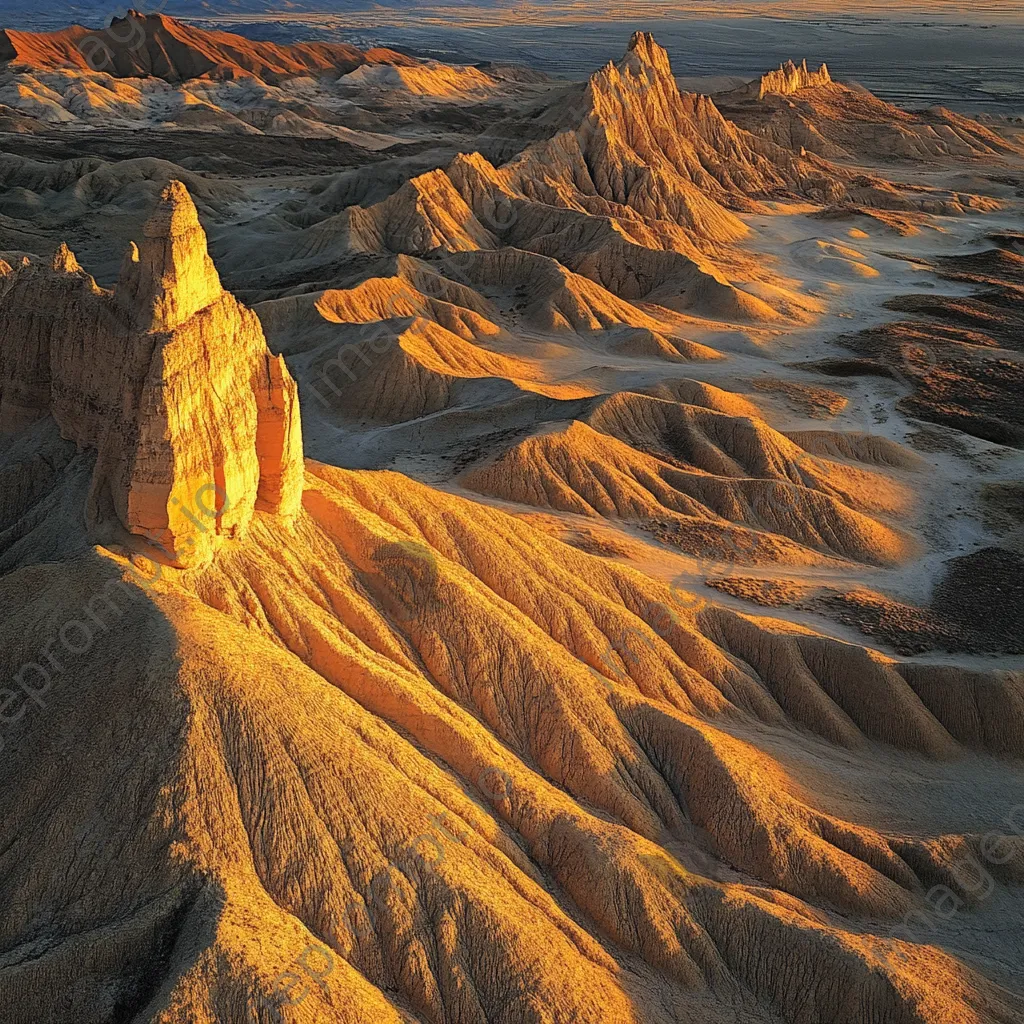 Golden sunset illuminating intricate desert rock formations - Image 2