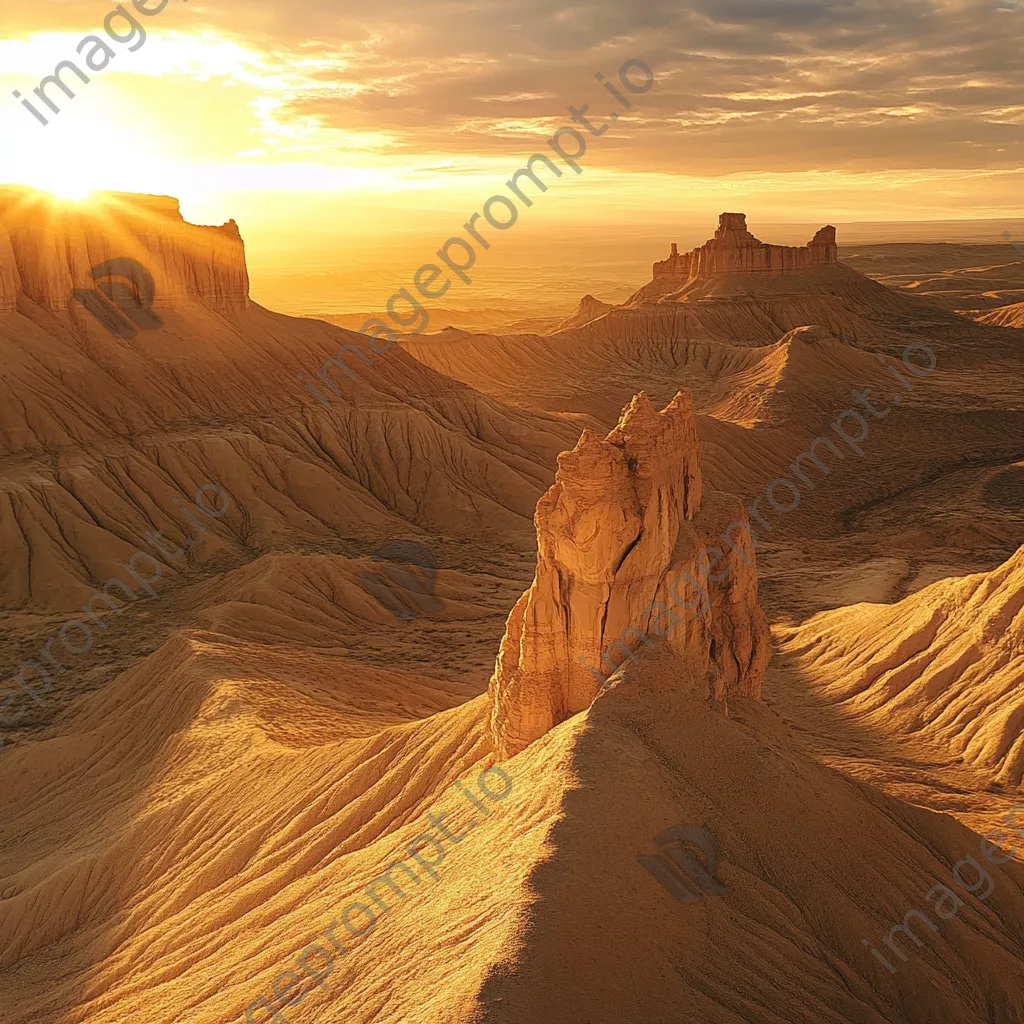 Golden sunset illuminating intricate desert rock formations - Image 4