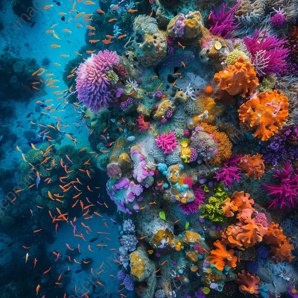 Vibrant coral reef teeming with colorful fish and underwater flora - Image 1