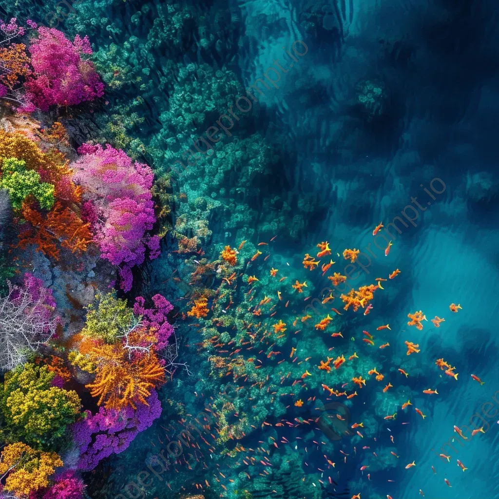 Vibrant coral reef teeming with colorful fish and underwater flora - Image 2