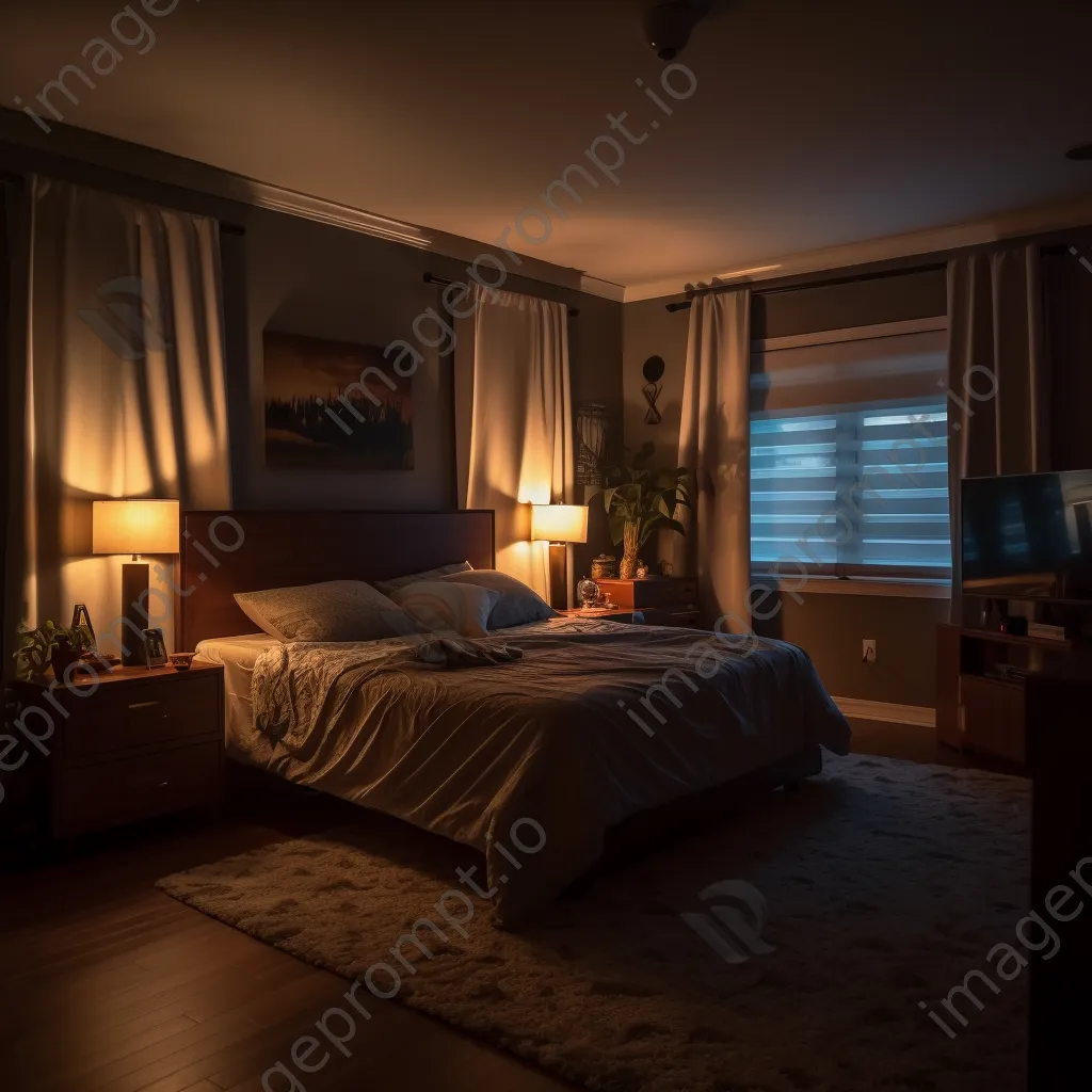 Elegant bedroom featuring smart lighting controls - Image 4