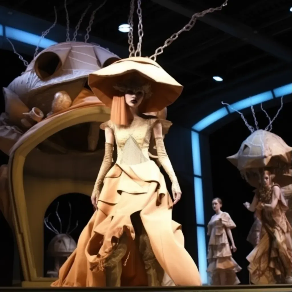 Surrealist avant-garde fashion runway scene - Image 1