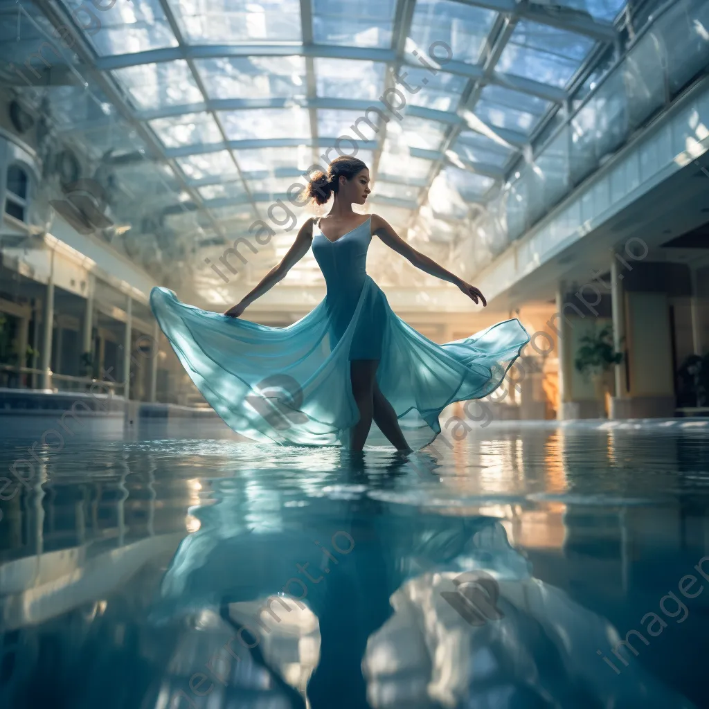 Graceful woman performing water ballet in an elegant pool - Image 2