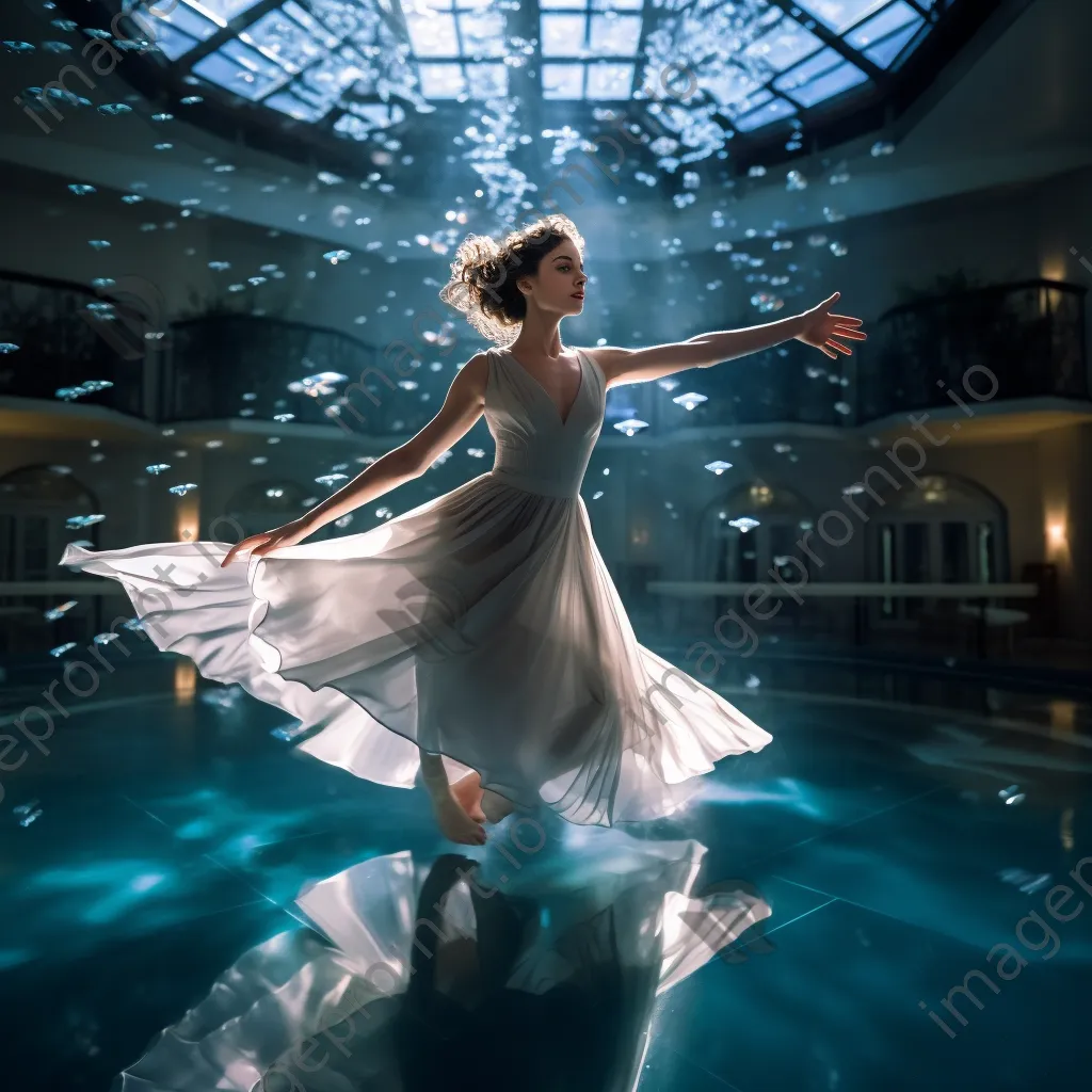 Graceful woman performing water ballet in an elegant pool - Image 4