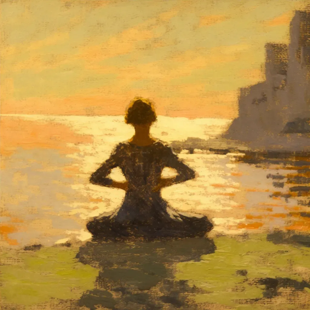 Woman Practicing Yoga on Beach in Morning Light - Image Generated - Image 4