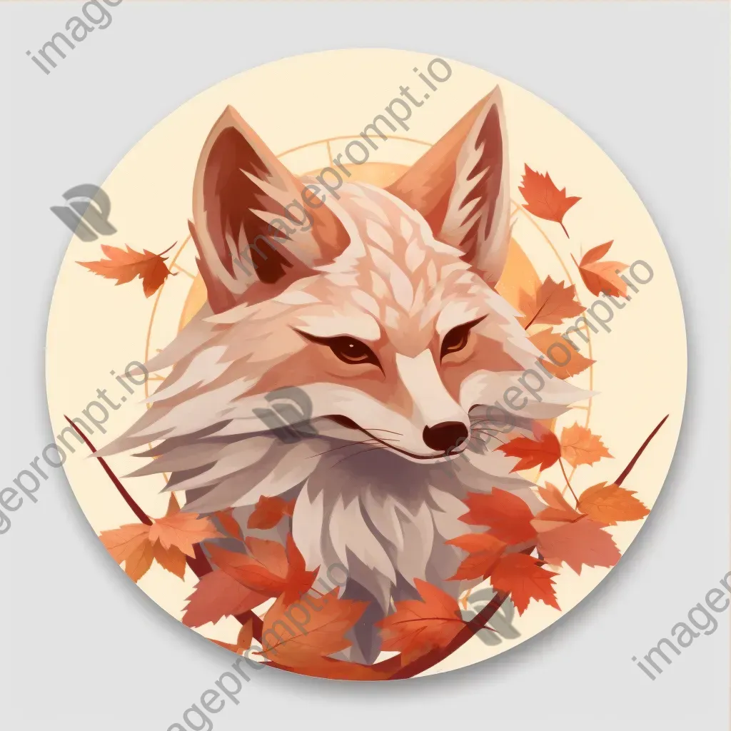 Low-poly depiction of a mythical Kitsune fox spirit in autumn tones - Image 3