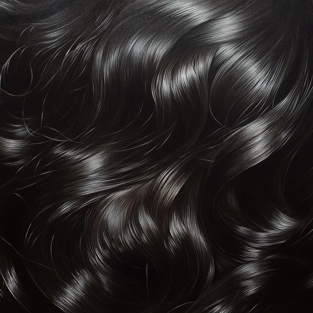 Artwork showcasing the silky texture and gloss of a dark lock of hair - Image 4