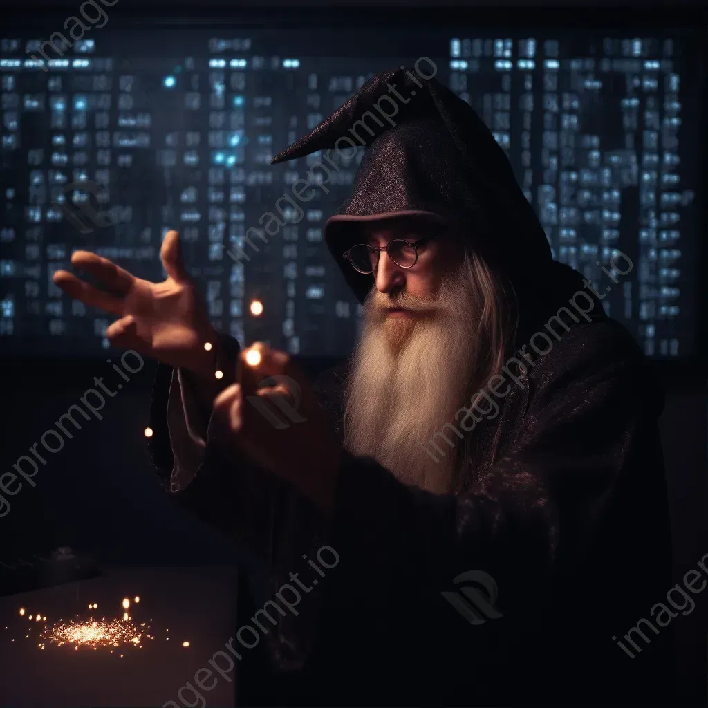 Coding wizard casting spells to fix website bugs - Image 1