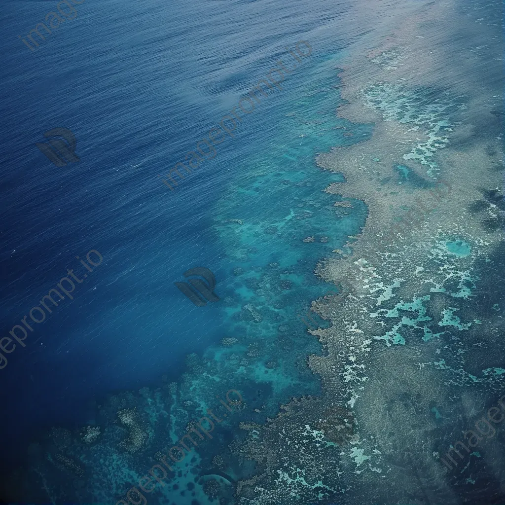 Ocean coral reefs and clear blue water seen from airplane - Image 1