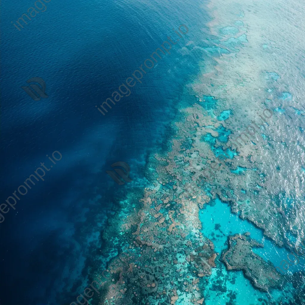 Ocean coral reefs and clear blue water seen from airplane - Image 2