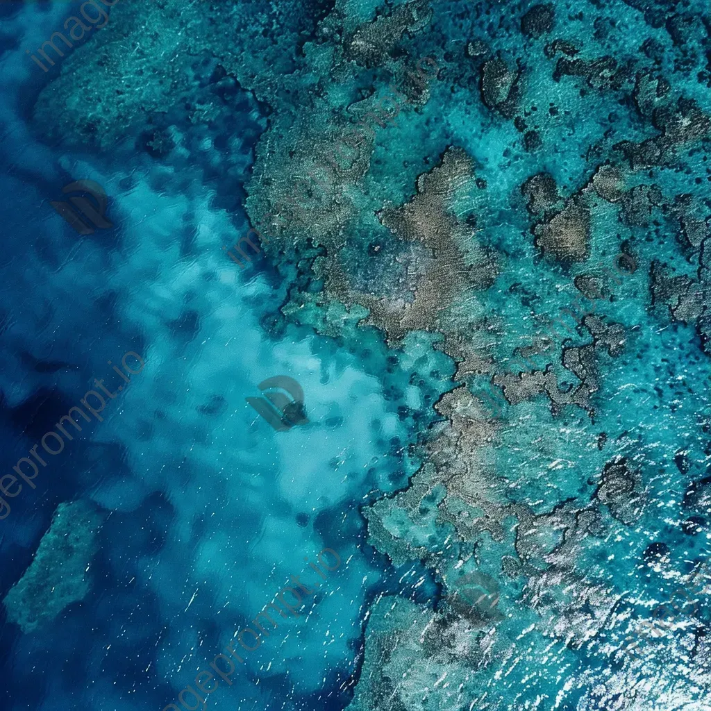 Ocean coral reefs and clear blue water seen from airplane - Image 3