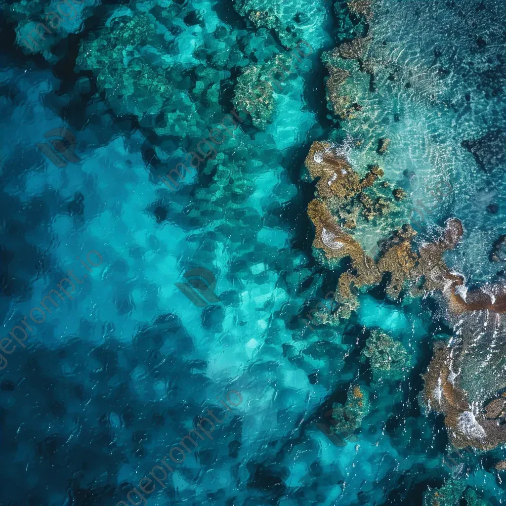 Ocean coral reefs and clear blue water seen from airplane - Image 4