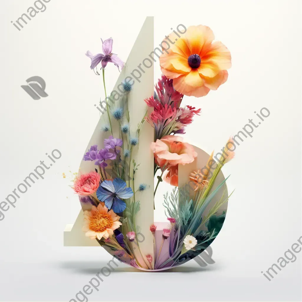 Flower-filled word created in vibrant low poly style - Image 1