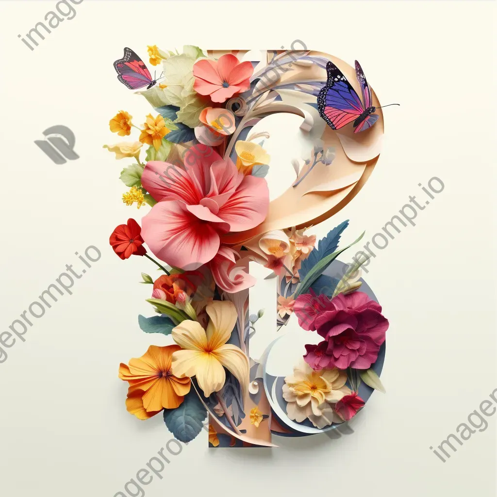 Flower-filled word created in vibrant low poly style - Image 3