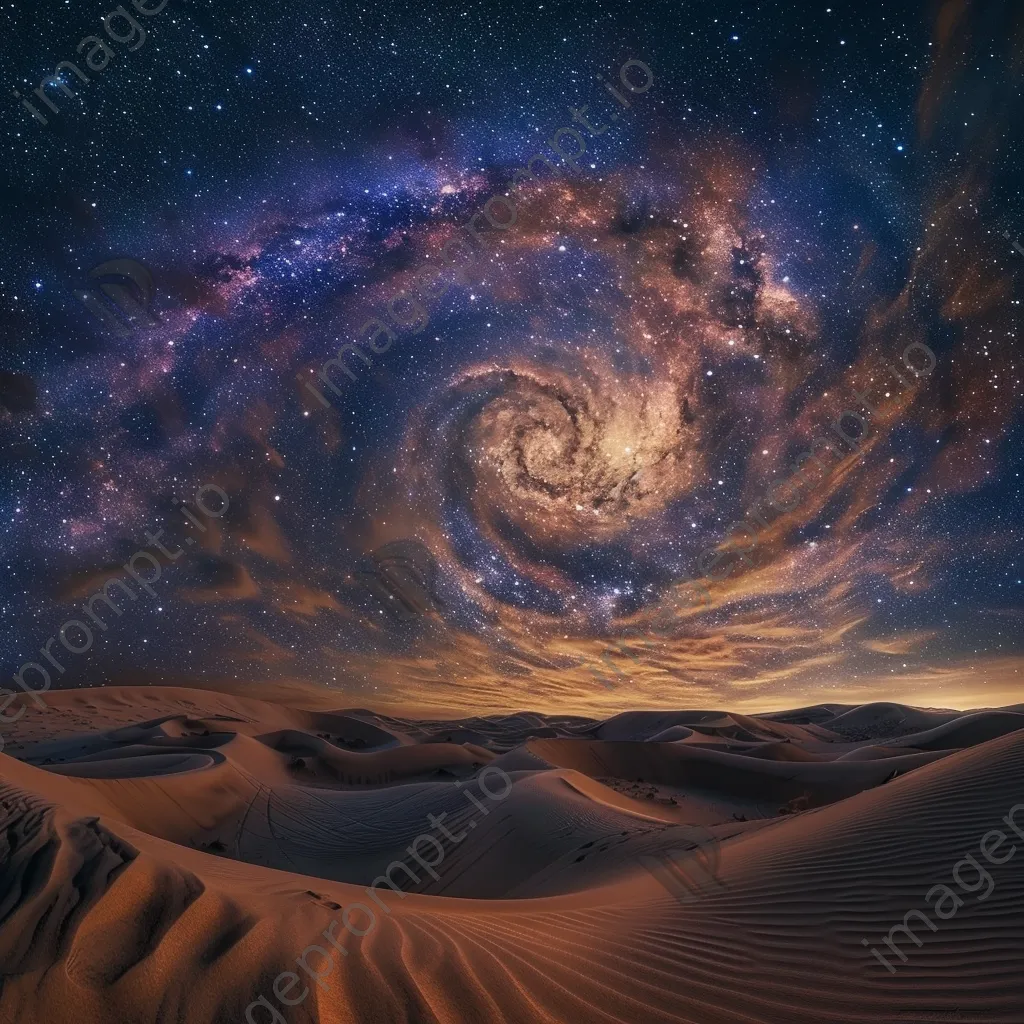 Long exposure photo of star trails over a desert landscape - Image 2