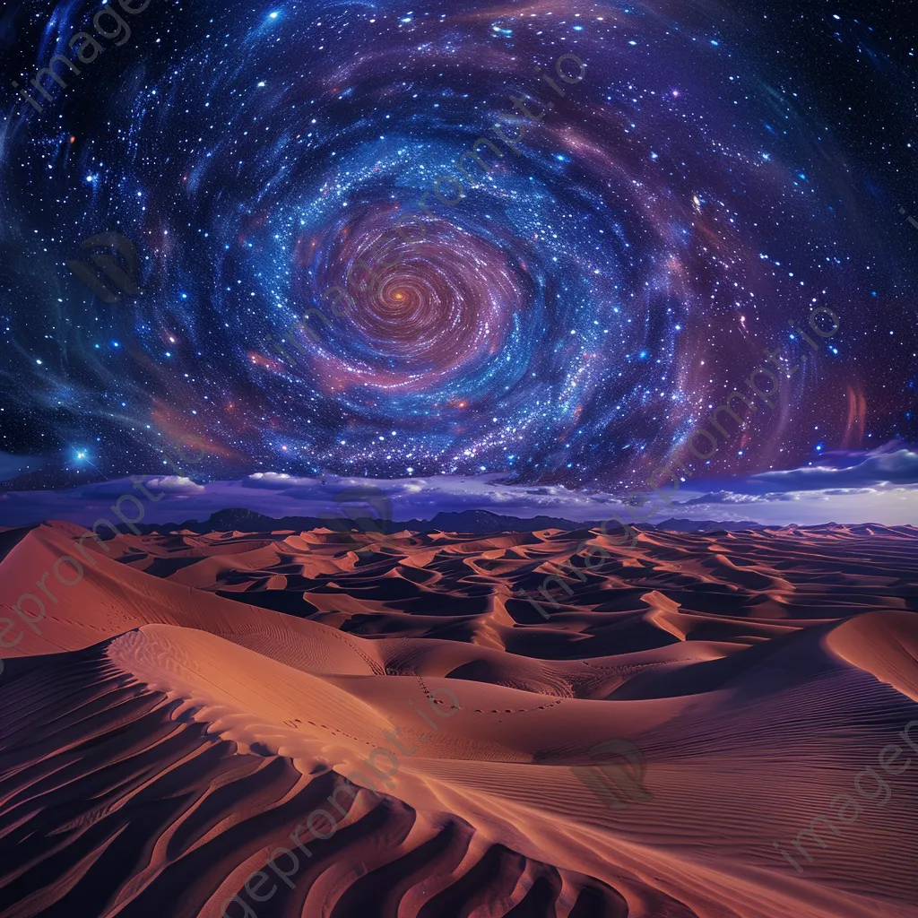 Long exposure photo of star trails over a desert landscape - Image 3