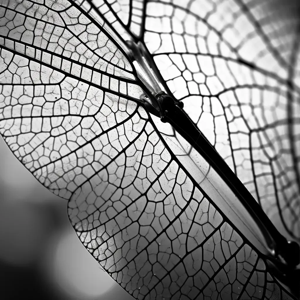 Close-up of a dragonfly wing displaying intricate geometric patterns - Image 1