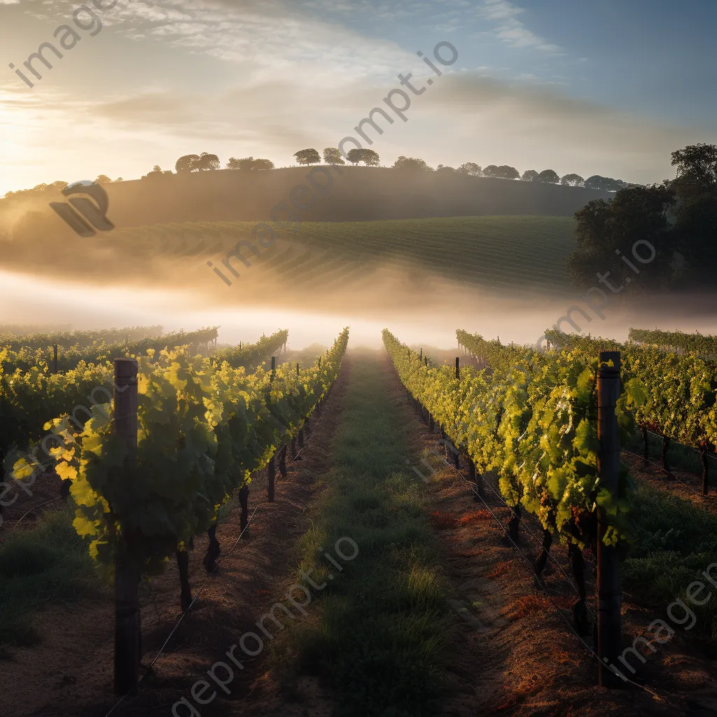 Vineyard landscape in morning mist - Image 3