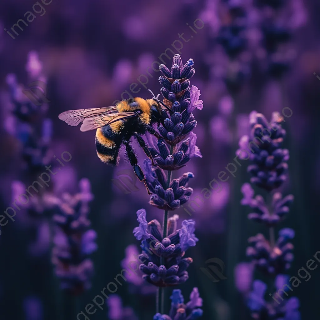 Close-up of bumblebee on a lavender flower. - Image 2