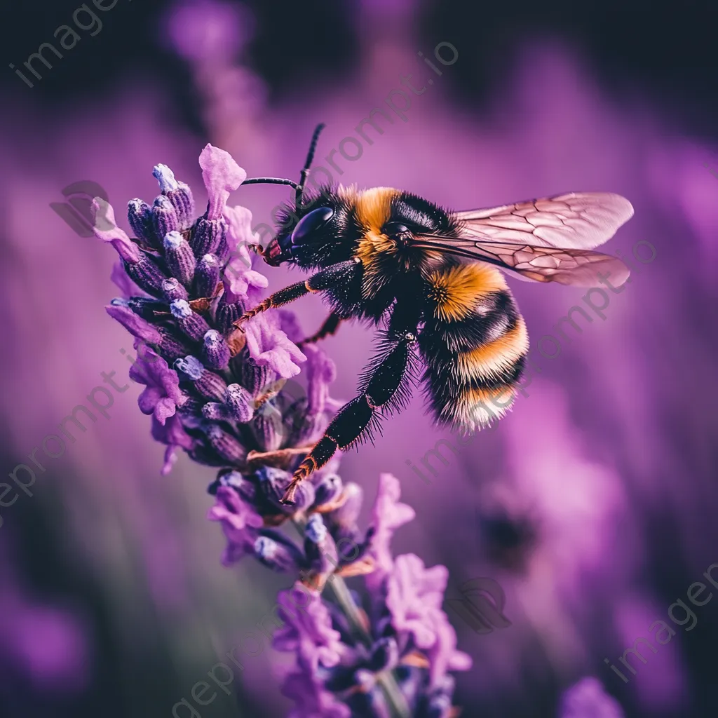 Close-up of bumblebee on a lavender flower. - Image 3