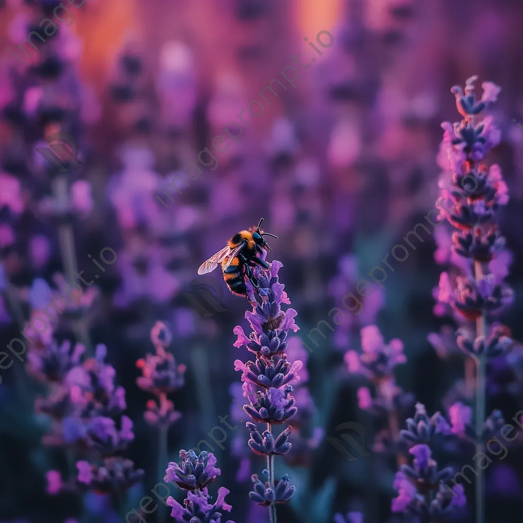 Close-up of bumblebee on a lavender flower. - Image 4