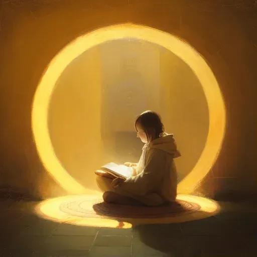 Person meditating with a warm light halo - Image 1