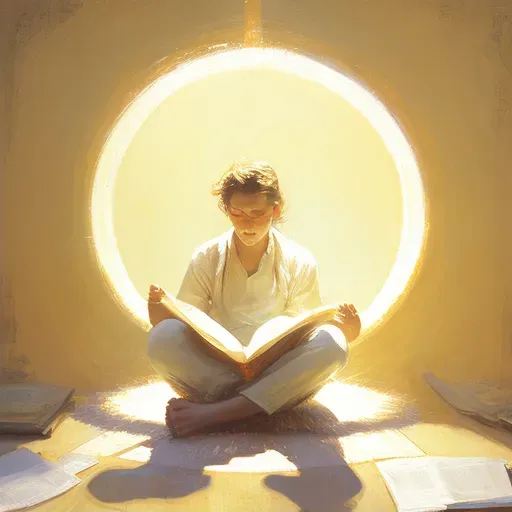 Person meditating with a warm light halo - Image 2