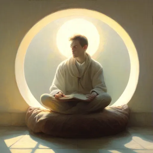 Person meditating with a warm light halo - Image 3