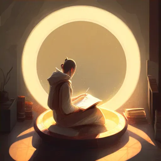 Person meditating with a warm light halo - Image 4