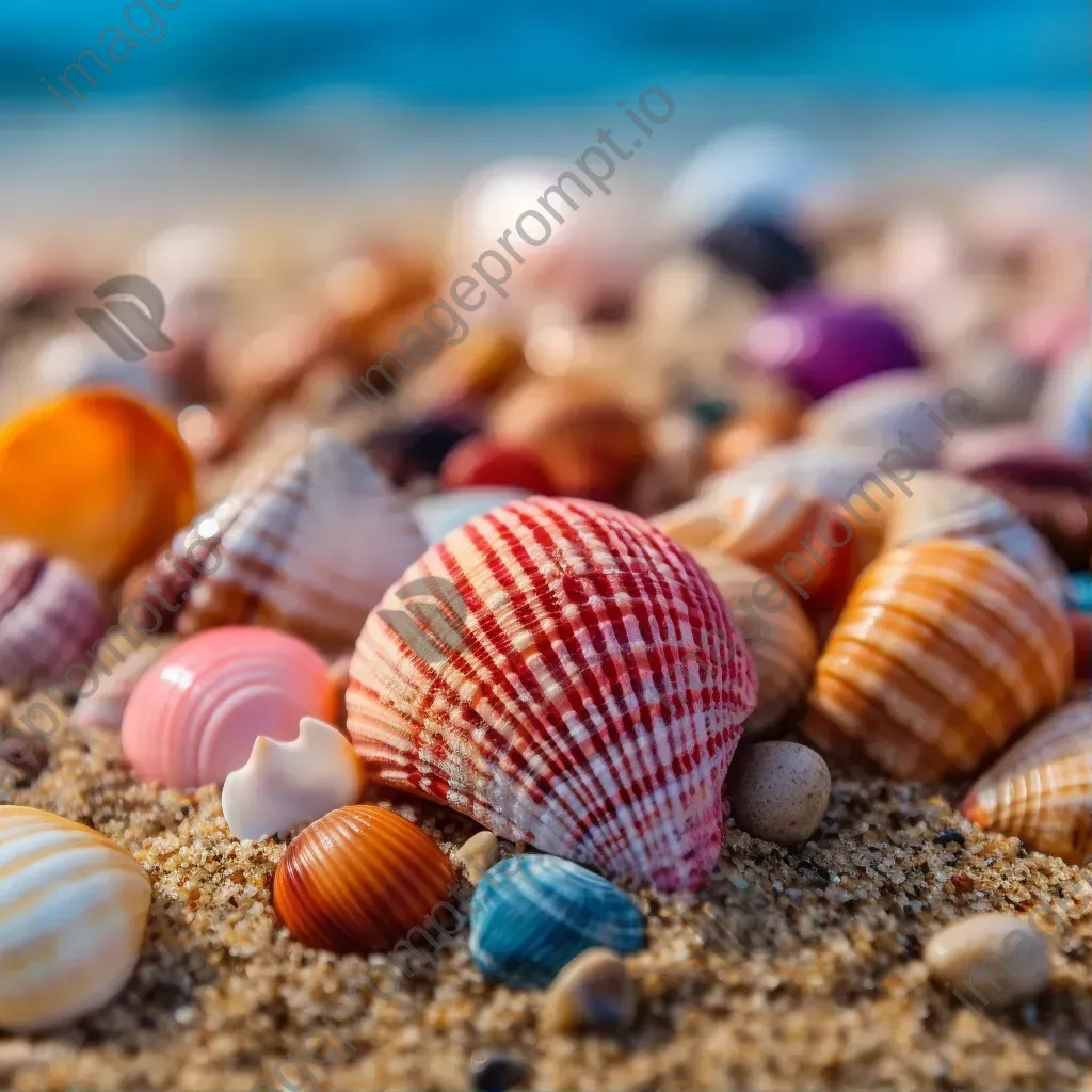 Assorted colorful seashells on sandy beach - Image 1