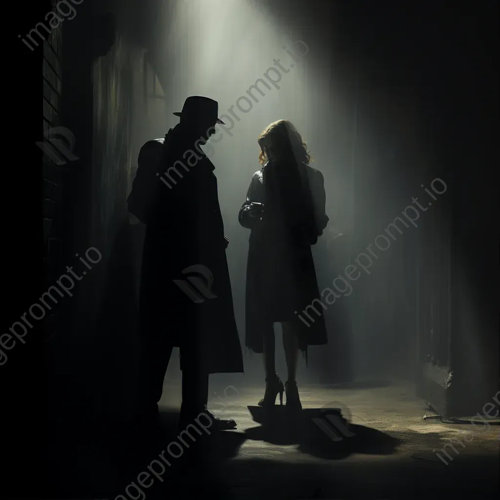 Chiaroscuro of a covert meeting in a foggy alley - Image 1