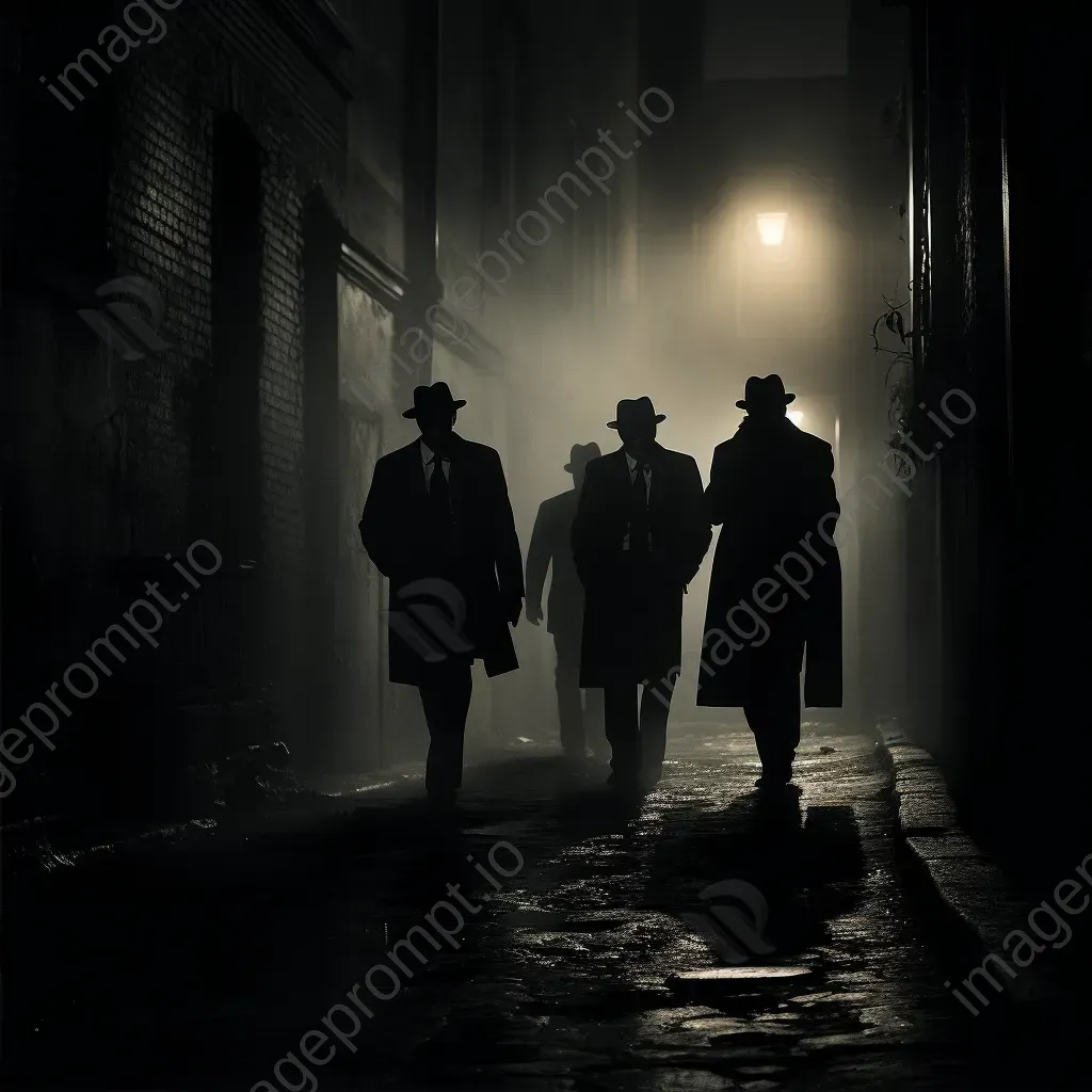 Chiaroscuro of a covert meeting in a foggy alley - Image 2