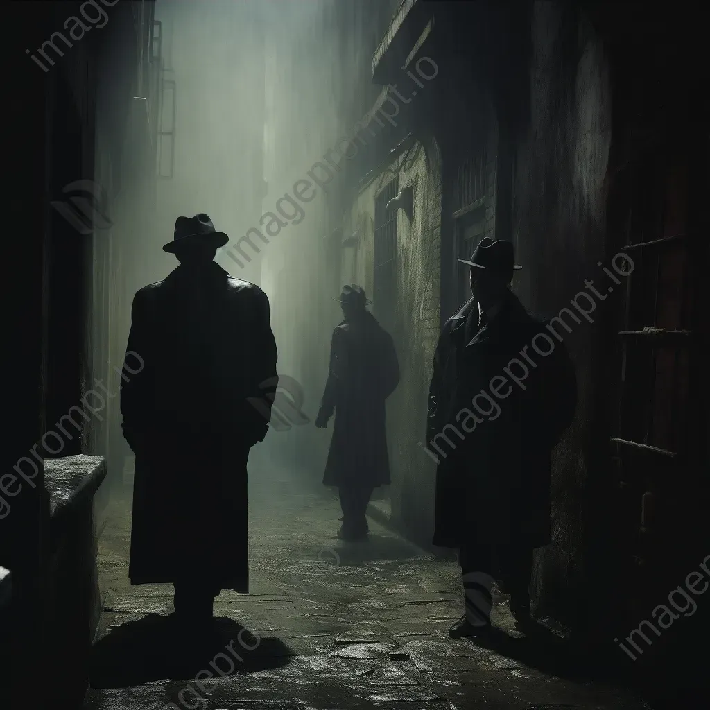 Chiaroscuro of a covert meeting in a foggy alley - Image 3