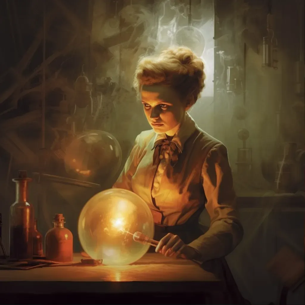 Marie Curie working in her laboratory with discoveries in radioactivity - Image 1