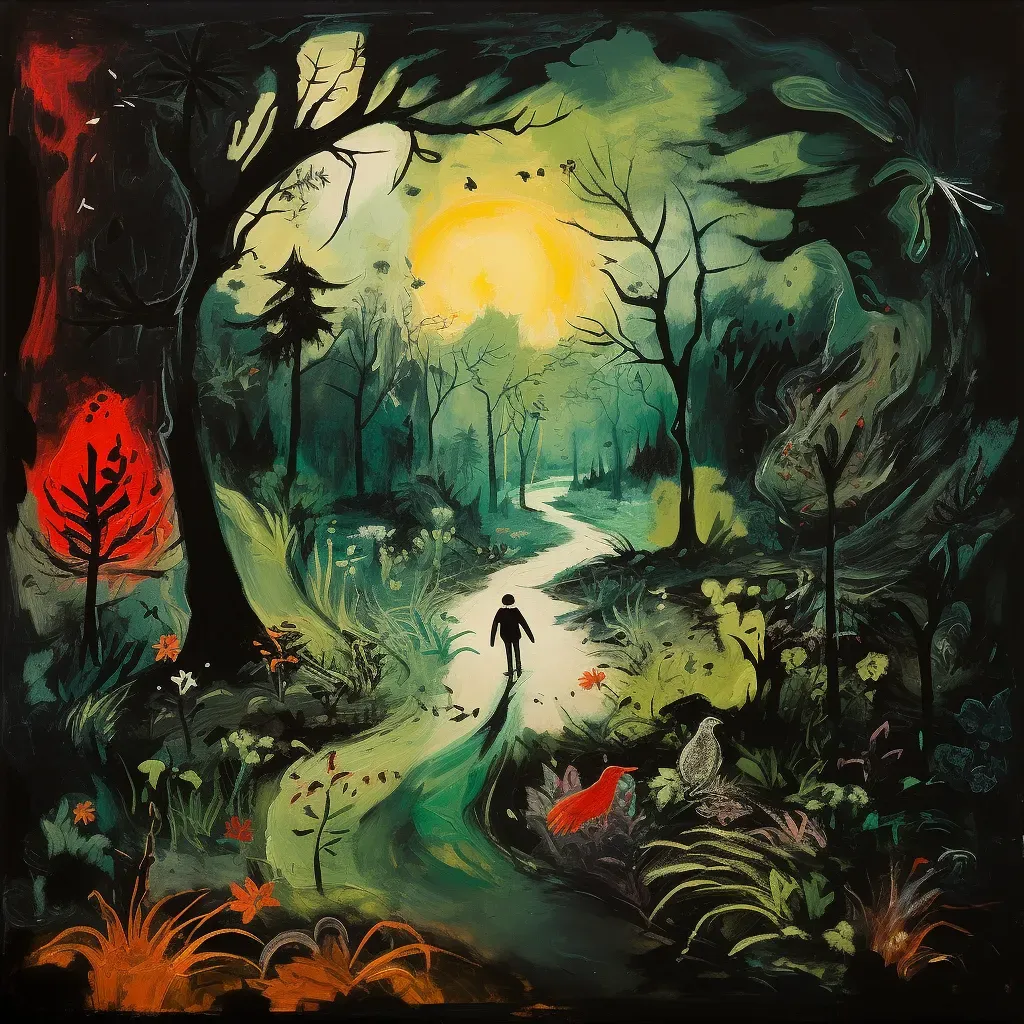 Traveler journeying through enchanted forest with mystical creatures - Image 3