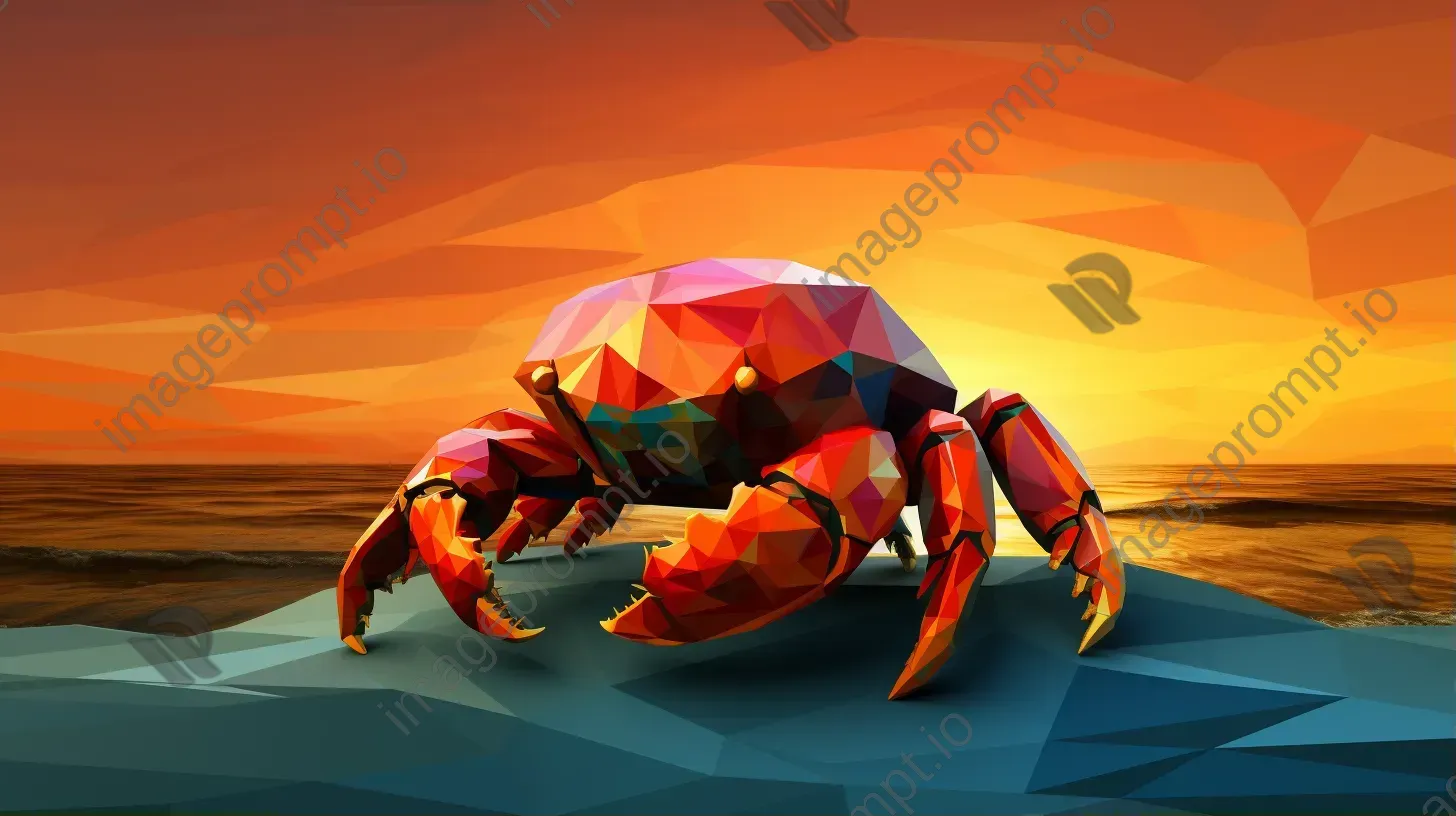 Geometric representation of a hermit crab in sunset colors - Image 1