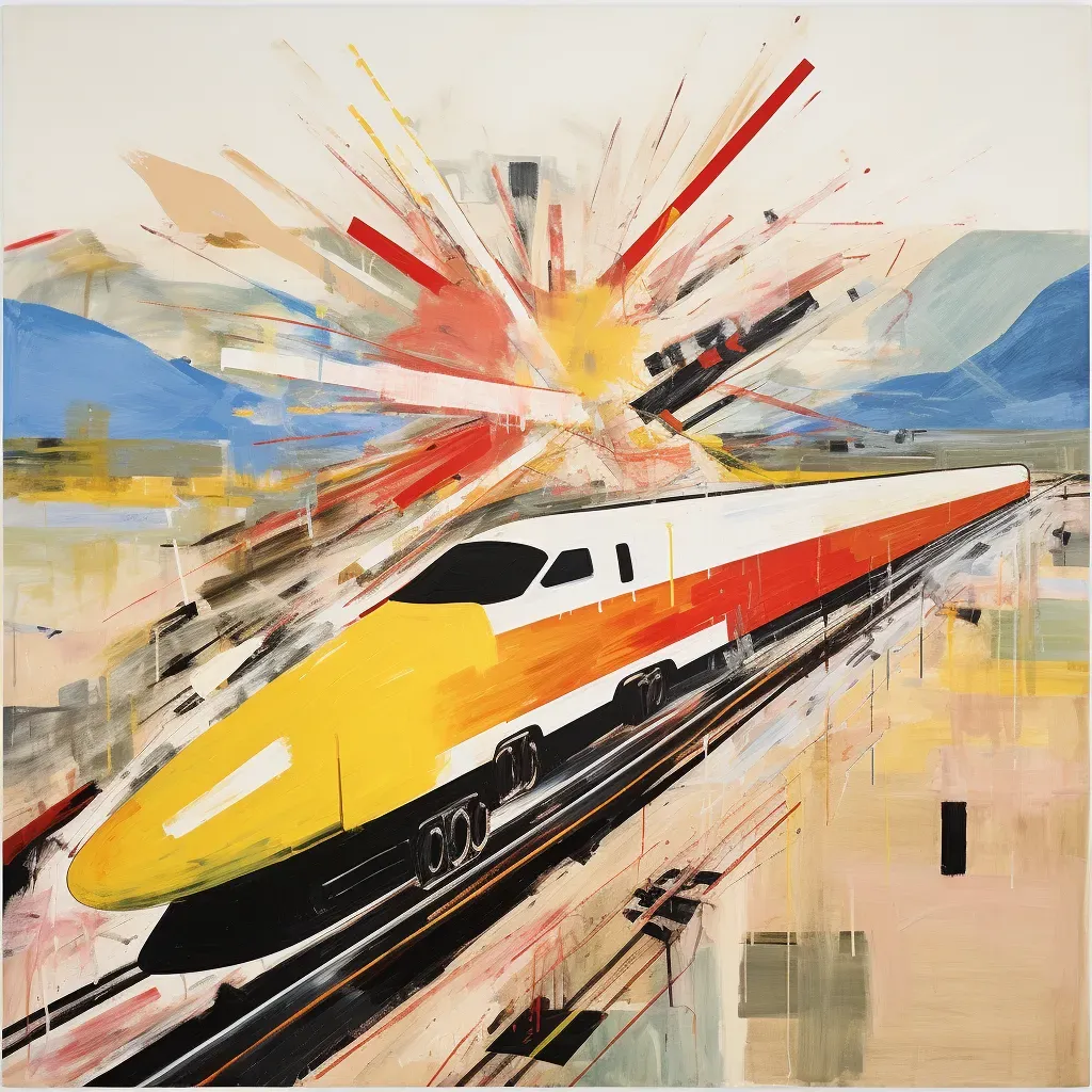 Image of a high-speed bullet train in motion, blurring the landscape - Image 2