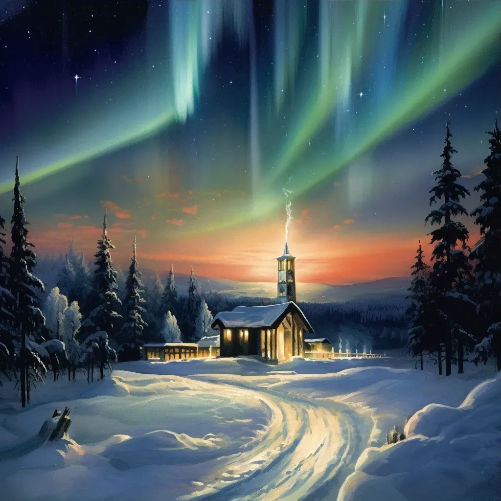 Northern Lights casting an ethereal glow over snowy landscape - Image 3