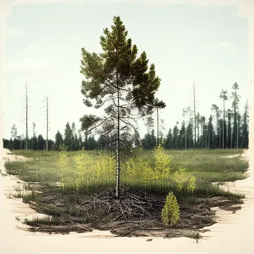 Single tree surrounded by saplings in logging site - Image 2