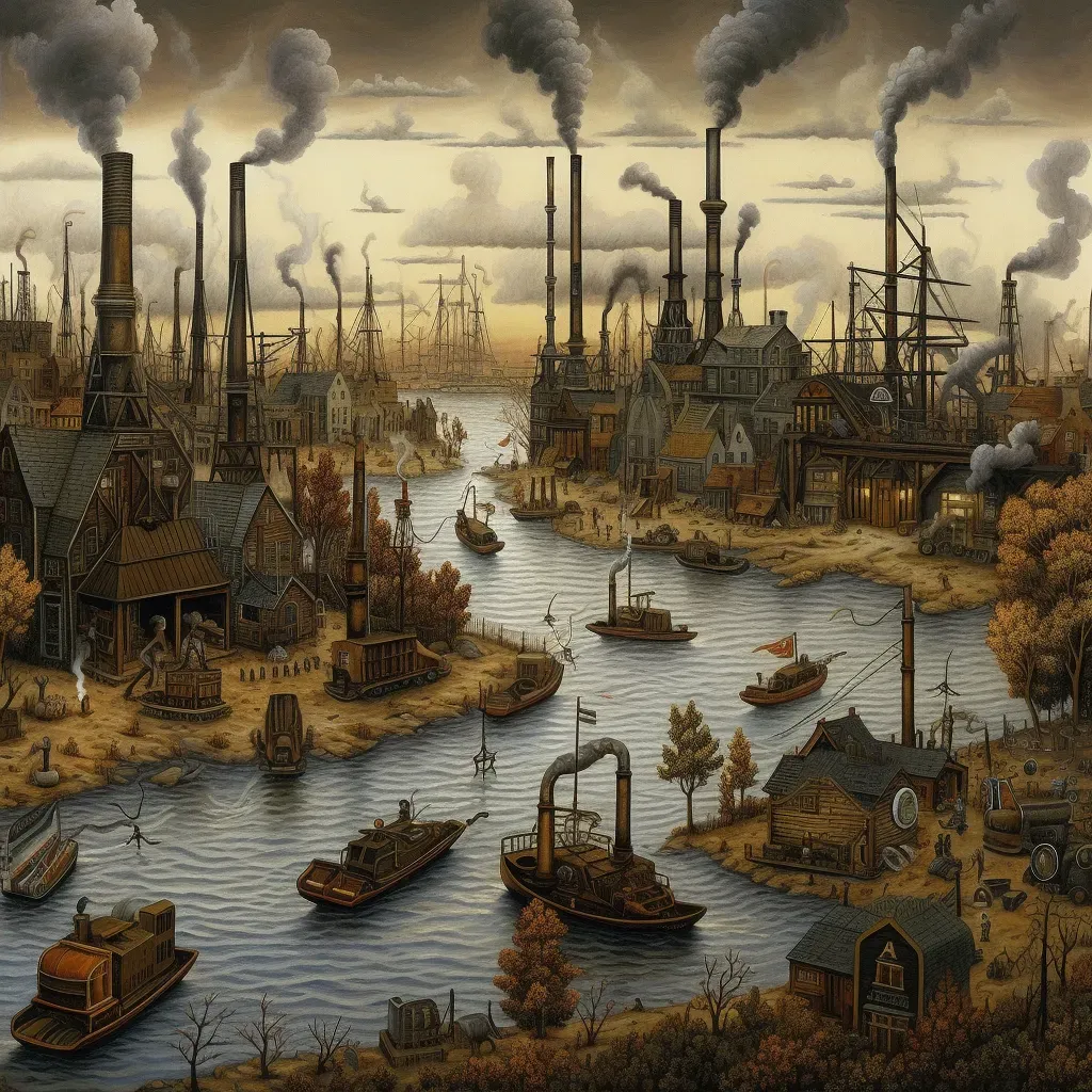 Dystopian landscape with oil derricks and refineries - Image 2