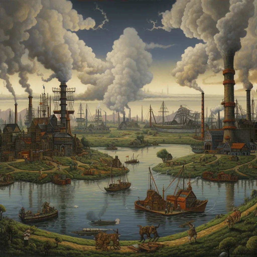 Dystopian landscape with oil derricks and refineries - Image 3