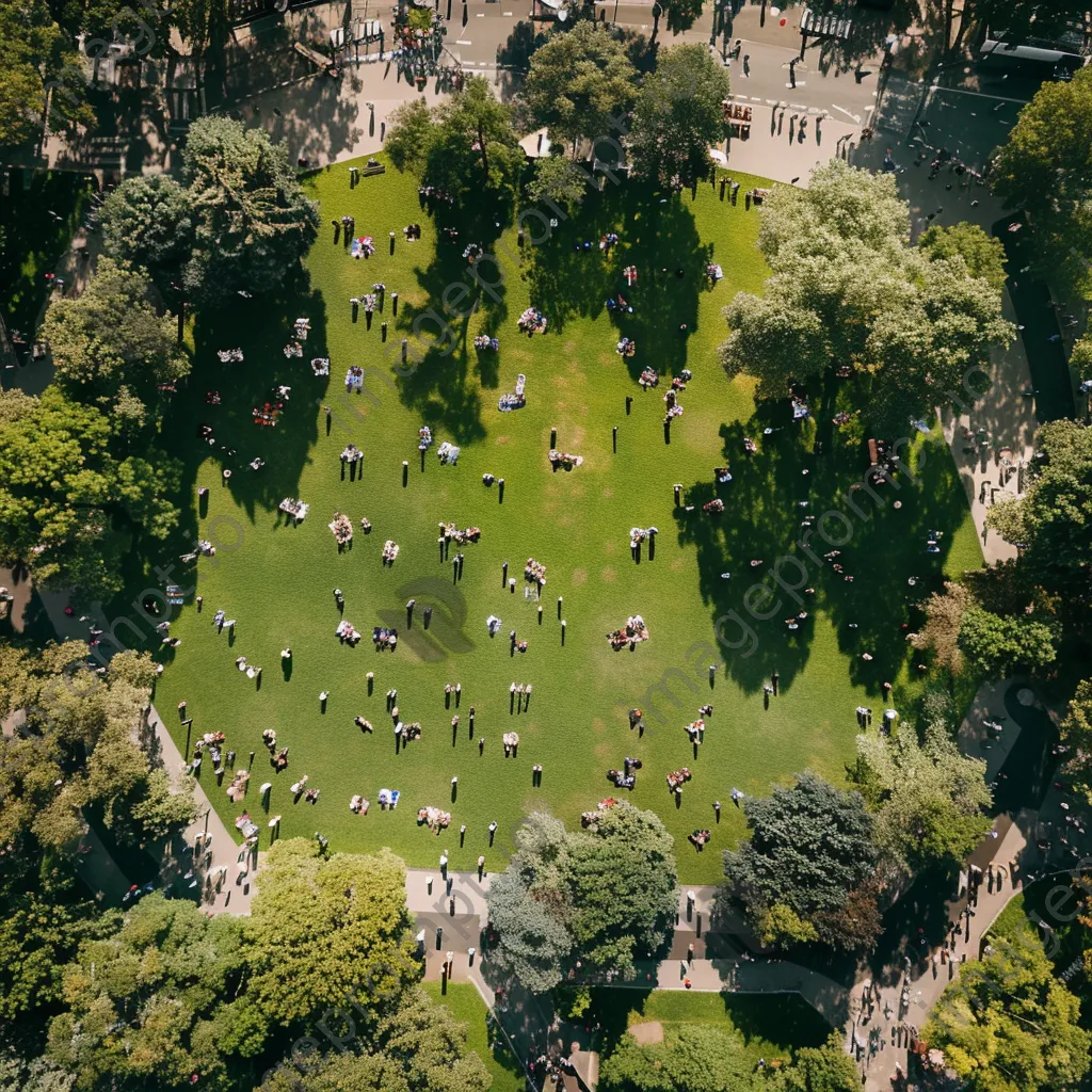 Aerial view of a busy city park in summer - Image 1